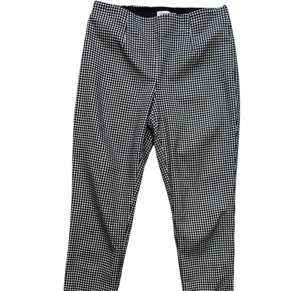 Calvin Klein Womens Casual Skinny Pants Pleated Front Size 4 Black White Gingham - Picture 1 of 12